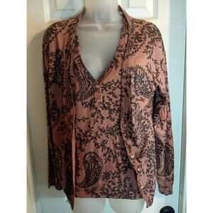 Voire Non Collection Cardigan Over Tank Brown Black 80% Silk Sz XL Classic...